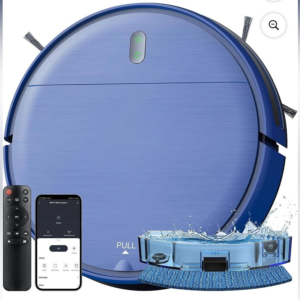 Robot Vacuum and Mop Combo Compatible with Alexa, Blue
